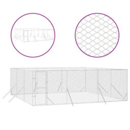 Walplus Outdoor Dog Kennel Silver 6X6X2 M Galvanised Steel - thumbnail 2