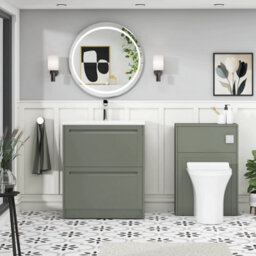 Royal Bathrooms Elmore 700mm Traditional Floor Standing 2 Drawer Bathroom Vanity Unit With Matt Stone Basin Sink - Matt Green - thumbnail 4