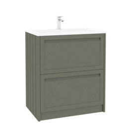 Royal Bathrooms Elmore 700mm Traditional Floor Standing 2 Drawer Bathroom Vanity Unit With Matt Stone Basin Sink - Matt Green - thumbnail 6