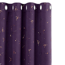 Deconovo Blackout Eyelet Curtains, Gold Constellation Printed Curtains For Bedroom, 46 X 72 Inch(W X L), Dark Purple, 2 Panels - thumbnail 1