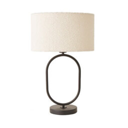 Valuelights Antonia Cream Boucle Drum Shade Matte Black Oval Table Lamp - thumbnail 7