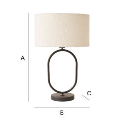Valuelights Antonia Cream Boucle Drum Shade Matte Black Oval Table Lamp - thumbnail 6
