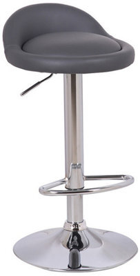 Lamboro Sofia Breakfast Bar Stool, Chrome Stem, Height Adjustable Swivel Gas Lift, Home Bar & Kitchen Faux-Leather Barstool, Charcoal Grey - image 1