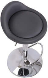 Lamboro Sofia Breakfast Bar Stool, Chrome Stem, Height Adjustable Swivel Gas Lift, Home Bar & Kitchen Faux-Leather Barstool, Charcoal Grey - thumbnail 6
