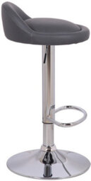 Lamboro Sofia Breakfast Bar Stool, Chrome Stem, Height Adjustable Swivel Gas Lift, Home Bar & Kitchen Faux-Leather Barstool, Charcoal Grey - thumbnail 2