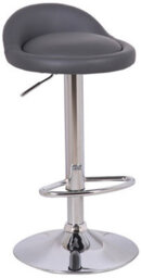 Lamboro Sofia Breakfast Bar Stool, Chrome Stem, Height Adjustable Swivel Gas Lift, Home Bar & Kitchen Faux-Leather Barstool, Charcoal Grey - thumbnail 1