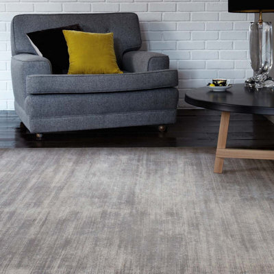 Silver Handmade , Luxurious , Modern , Plain Easy To Clean Viscose Rug For Living Room, Bedroom - 200Cm X 290Cm - image 1