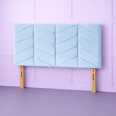 Comfy Deluxe 4Ft6 Double Rose Sky Blue Plush Velvet 26Inch Headboard