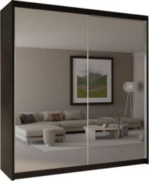 Sliding Wardrobes 4 u LTD Sliding Wardrobes 4U Jacklin Modern Sliding Double Mirror Door Wardrobe - Black (W)2000mm, (H)21700mm - thumbnail 2