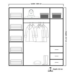 Sliding Wardrobes 4 u LTD Sliding Wardrobes 4U Jacklin Modern Sliding Double Mirror Door Wardrobe - Black (W)2000mm, (H)21700mm - thumbnail 3