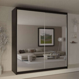 Sliding Wardrobes 4 u LTD Sliding Wardrobes 4U Jacklin Modern Sliding Double Mirror Door Wardrobe - Black (W)2000mm, (H)21700mm - thumbnail 1