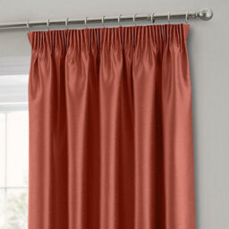 Intimates Faux Silk Pencil Pleat Curtains - Copper