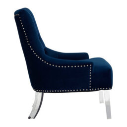 Orsina Button Tufted Blue Velvet Accent Chair, Contemporary Chair With Acrylic Legs, Blue Chair For Living Room - thumbnail 4
