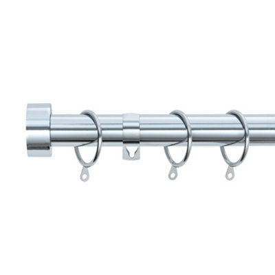 A.unique Home Stud End Metal Extendable Curtain Pole With Rings And Fittings (25/28mm) - Nickel, 180Cm - 340Cm Approx - image 1