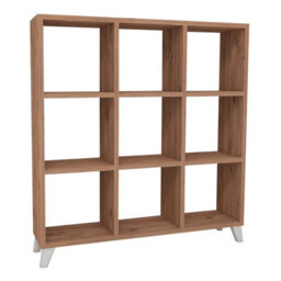 Urbn-Living Urbnliving 101Cm Height Sapphire Oak 9 Cube Square Bookcase With Legs Cabinet Storage Shelving Display Wood Shelf - thumbnail 3