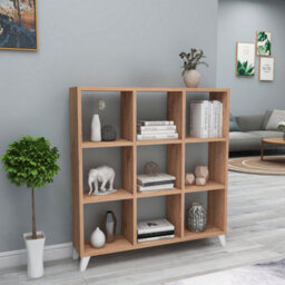 Urbn-Living Urbnliving 101Cm Height Sapphire Oak 9 Cube Square Bookcase With Legs Cabinet Storage Shelving Display Wood Shelf - thumbnail 2