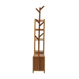 Bamboo Clothes Rail Rack Garment Hanging Stand Corner Open Wardrobe - thumbnail 3