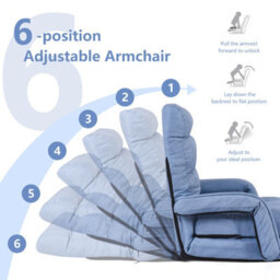 Costway 2 In 1 Folding Lazy Sofa Lounger Floor Gaming Armchair Bed Recliner Adjustable - thumbnail 4