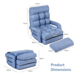 Costway 2 In 1 Folding Lazy Sofa Lounger Floor Gaming Armchair Bed Recliner Adjustable - thumbnail 2
