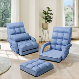 Costway 2 In 1 Folding Lazy Sofa Lounger Floor Gaming Armchair Bed Recliner Adjustable - thumbnail 3