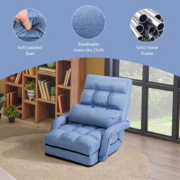 Costway 2 In 1 Folding Lazy Sofa Lounger Floor Gaming Armchair Bed Recliner Adjustable - thumbnail 8
