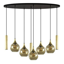 Luminosa Lighting Luminosa Calypso Cluster Pendant Ceiling Light Black, Gold Amber, Gold Glass Shade 5X E27/gu10 - thumbnail 3