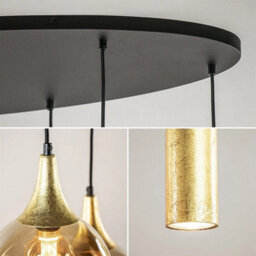 Luminosa Lighting Luminosa Calypso Cluster Pendant Ceiling Light Black, Gold Amber, Gold Glass Shade 5X E27/gu10 - thumbnail 4