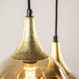 Luminosa Lighting Luminosa Calypso Cluster Pendant Ceiling Light Black, Gold Amber, Gold Glass Shade 5X E27/gu10 - thumbnail 5