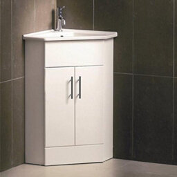 Veebath Linx 400mm Corner Vanity Unit High Gloss White With Basin + Basin Mixer - thumbnail 5