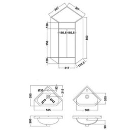 Veebath Linx 400mm Corner Vanity Unit High Gloss White With Basin + Basin Mixer - thumbnail 3