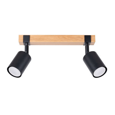 Sollux Lighting Fager Steel/natural Wood Black 2 Lights Scandinavian Ceiling Lamps - image 1