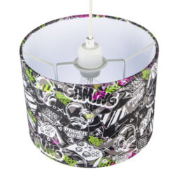 Happy Homewares Gaming Themed Cotton Fabric Modern Lamp Shade In Black And Neon Green - thumbnail 3