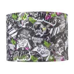 Happy Homewares Gaming Themed Cotton Fabric Modern Lamp Shade In Black And Neon Green - thumbnail 4