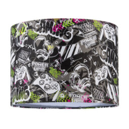 Happy Homewares Gaming Themed Cotton Fabric Modern Lamp Shade In Black And Neon Green