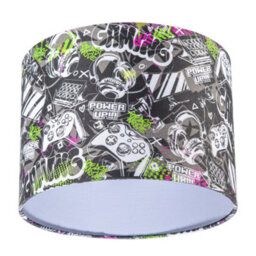 Happy Homewares Gaming Themed Cotton Fabric Modern Lamp Shade In Black And Neon Green - thumbnail 5