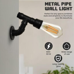" Vintage Industrial Steampunk Water Pipe Wall Light Brushed Copper Metal E27 12.5Cm" - thumbnail 8