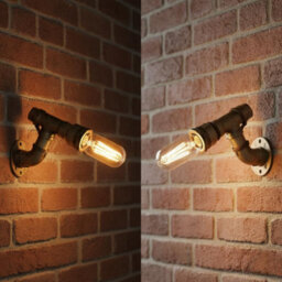 " Vintage Industrial Steampunk Water Pipe Wall Light Brushed Copper Metal E27 12.5Cm" - thumbnail 7