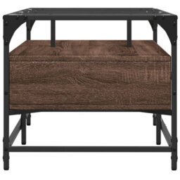 Berkfield Coffee Table With Glass Top Brown Oak 98.5X50X45 Cm Steel - thumbnail 5