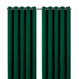 GoodHome Valgreta Dark Green Velvet Lined Eyelet Curtain (W)16.7Cm (L)22.8Cm, Pair