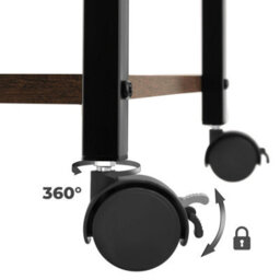 Tectake Drinks Trolley Rugby - 3 Shelves, 4 Castors With Parking Brake - Industrial Wood Dark, Rustic - thumbnail 5