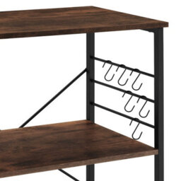 Tectake Drinks Trolley Rugby - 3 Shelves, 4 Castors With Parking Brake - Industrial Wood Dark, Rustic - thumbnail 7