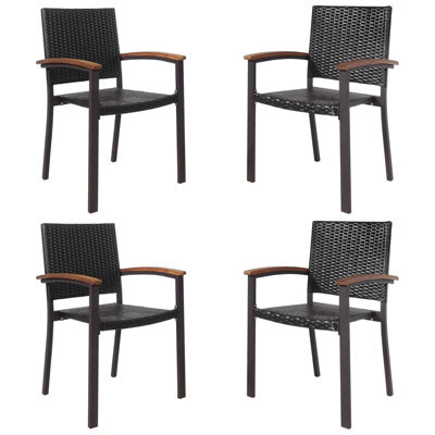 Gainoom Set Of 4 Outdoor Brown Pe Wicker Stackable Chairs Patio Dining Chairs - image 1
