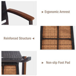 Gainoom Set Of 4 Outdoor Brown Pe Wicker Stackable Chairs Patio Dining Chairs - thumbnail 6