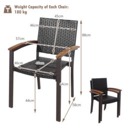 Gainoom Set Of 4 Outdoor Brown Pe Wicker Stackable Chairs Patio Dining Chairs - thumbnail 2