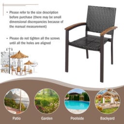 Gainoom Set Of 4 Outdoor Brown Pe Wicker Stackable Chairs Patio Dining Chairs - thumbnail 4