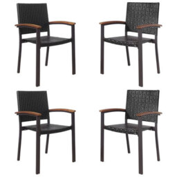 Gainoom Set Of 4 Outdoor Brown Pe Wicker Stackable Chairs Patio Dining Chairs - thumbnail 1