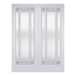Lpd Pair Of Manhattan Clear Glazed Classic White Internal Chipboard Door, (H)1981mm (W)1371mm (T)40mm - thumbnail 2