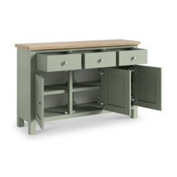 Farro Sage Large Sideboard With Washed Oak Top - Fully Assembled - By Roseland Furniture - thumbnail 3