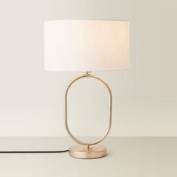 Valuelights Antonia White Fabric Drum Lamp Shade Brushed Chrome Oval Table Lamp - thumbnail 2