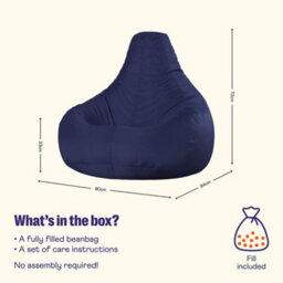 Icon Dalton High Back Adult Gaming Indoor Outdoor Bean Bag Chair, Navy - thumbnail 6